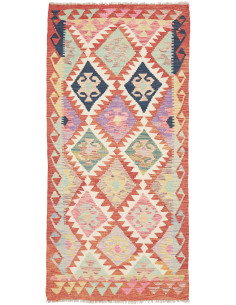 Kilim 95x200 Cm Kilim, Afghanistan, Hand-carded Wool (warp: