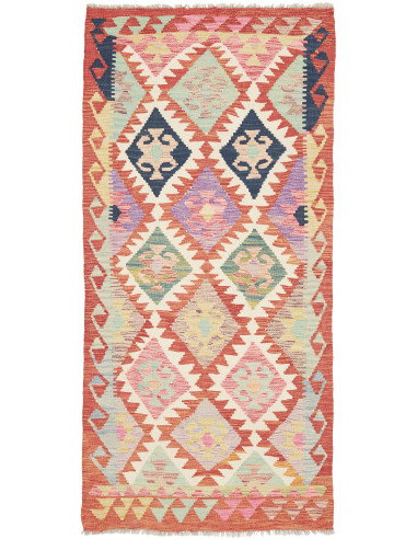 Kilim 95x200 Cm Kilim, Afghanistan, Hand-carded Wool (warp: