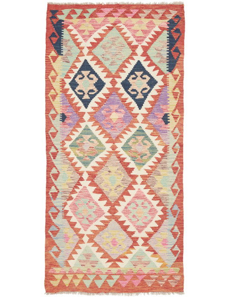 Kilim 95x200 Cm Kilim, Afghanistan, Hand-carded Wool (warp: