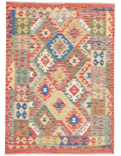Kilim 125x172 Cm Kilim Afgano. Lana Cardata A Mano (ordito: