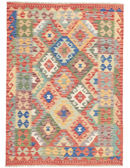 Kilim 125x172 Cm Kilim Afghan. Hand-carded Wool (warp: