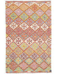 Kilim 119x192 Cm Kilim Afgano, Lana Cardata A Mano, Cotone