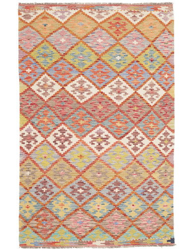 Kilim 119x192 Cm Kilim Afgano, Lana Cardata A Mano, Cotone