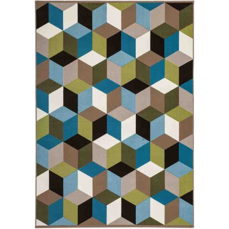 tappeto moderno geometrico now! 600 multi-turchese