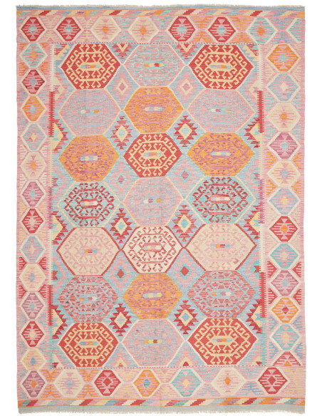 Kilim 206x287 Cm Kilim, Afghanistan, Lana Cardata A Mano,