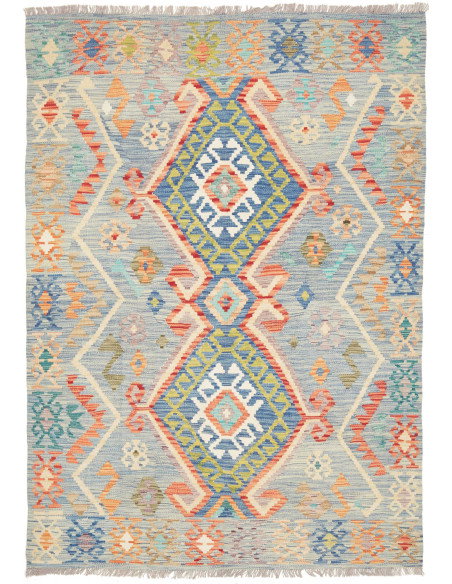 Kilim 146x206 Cm Kilim, Afghanistan, Lana Cardata A Mano,