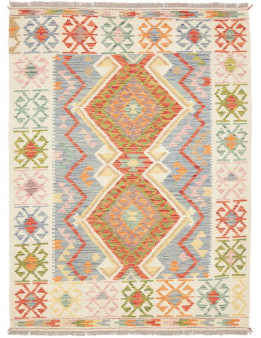 Kilim 149x204 Cm Kilim Afghano, Lana Cardata A Mano, Cotone,