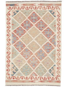 Kilim 99x145 Cm Kilim Afghano, Lana Cardata A Mano, Cotone