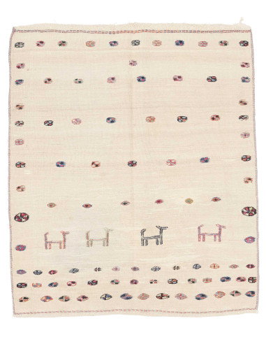 Rug Kilim Vintage Persia 110x126 Ivory Antique