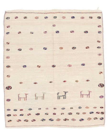 Rug Kilim Vintage Persia 110x126 Ivory Antique