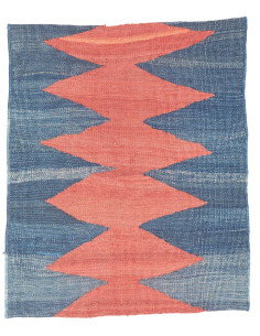 Rug Kilim Vintage Persia 64x77 Deep Blue Coral