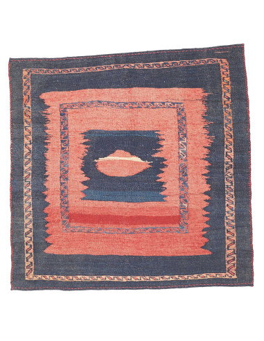 Rug Kilim Vintage Persia 96x95 Navy Blue Coral