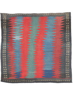 Tappeto Kilim Vintage Persia 113x107 Rosso Blu