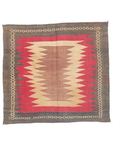 Rug Kilim Vintage Persia 130x129 Grey-blue Red