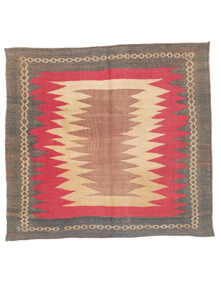 Rug Kilim Vintage Persia 130x129 Grey-blue Red