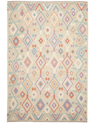 Rug Killim 202x297 Pastel Multi-colored Beige