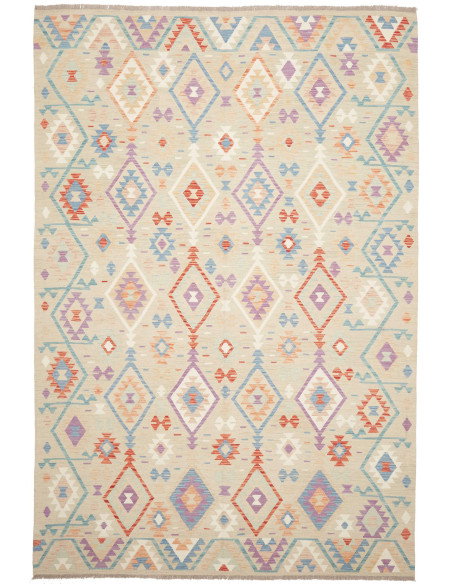 Rug Killim 202x297 Pastel Multi-colored Beige