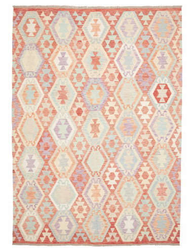 Rug Killim 207x285 Rosy Terracotta Pastel Blue