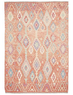 Rug Killim 175x250 Terracotta Orange Pastel Blu