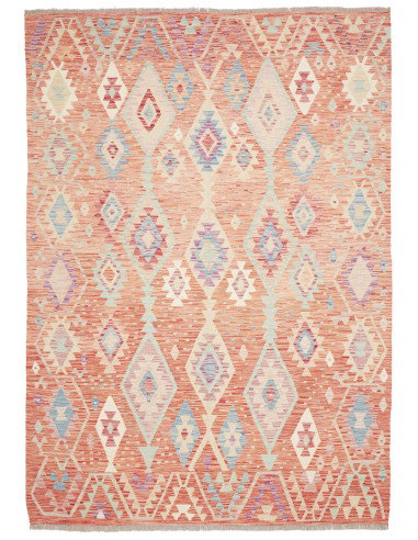 Rug Killim 175x250 Terracotta Orange Pastel Blu