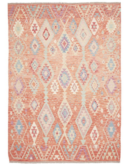 Rug Killim 175x250 Terracotta Orange Pastel Blu