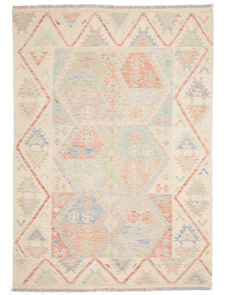Rug Killim 177x246 Ivory With Pastel Accents (l