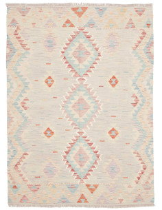 Rug Killim 142x198 Pastel Beige With Blue Pink
