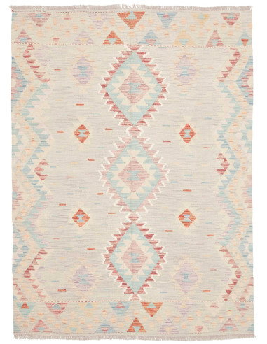 Rug Killim 142x198 Pastel Beige With Blue Pink