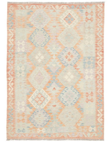 Rug Killim 144x204 Faded Coral Light Blue