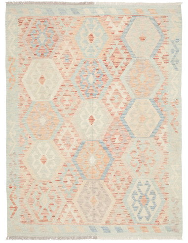Rug Killim 152x200 Soft Blue And Coral Pink