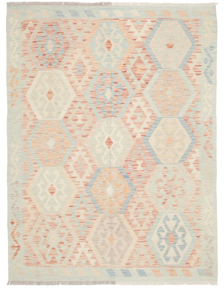 Rug Killim 152x200 Soft Blue And Coral Pink
