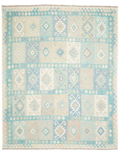 Rug Killim 245x306 Aqua And Cream