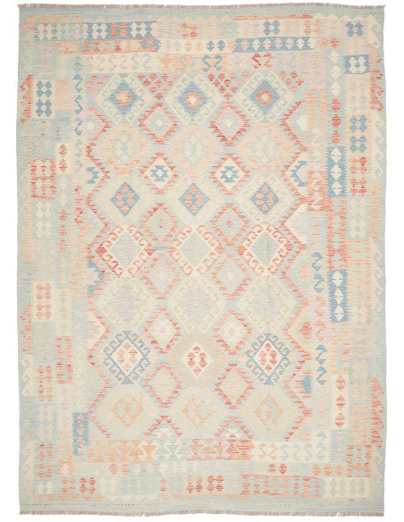 Rug Killim 250x343 Pale Blue Coral Pink