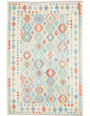 Rug Kilim Afghanistan 198x297 Off-white Turquoi