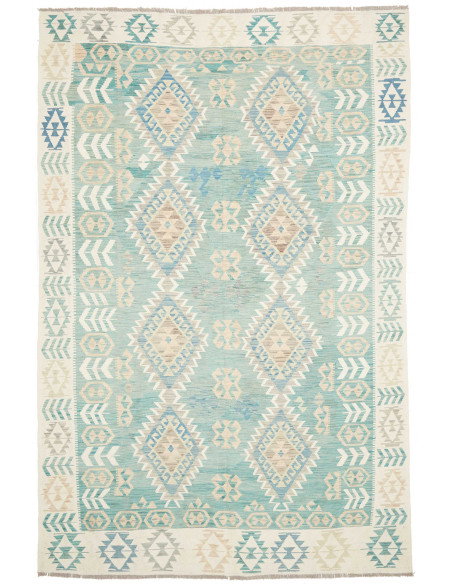 Tappeto Kilim Afghanistan 194x294 Verde Acqua B