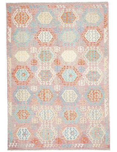 Tappeto Kilim Afghanistan 210x297 Lilla Azzurro