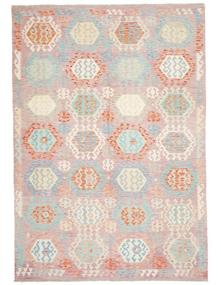 Tappeto Kilim Afghanistan 210x297 Lilla Azzurro