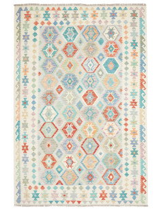 Rug Kilim Afghanistan 200x298 Cream Aquamarine