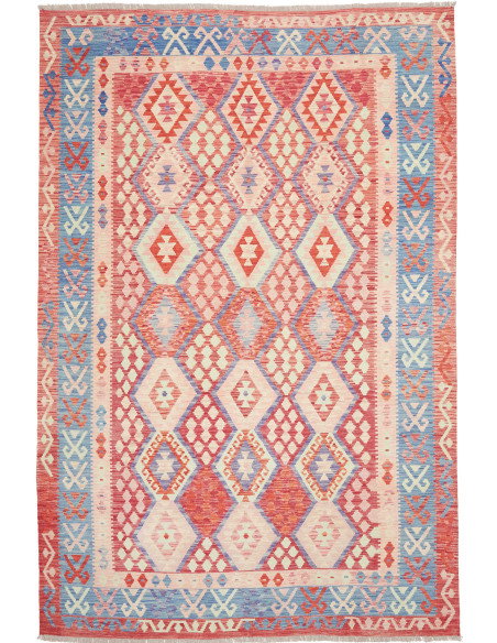 Rug Kilim Afghanistan 207x306 Coral Red Sky Blu