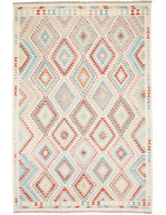 Tappeto Kilim Afghanistan 204x303 Bianco Sporco