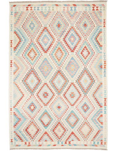 Rug Kilim Afghanistan 204x303 Off-white Sky Blu