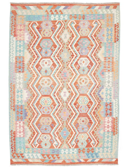 Rug Kilim Afghanistan 204x296 Terracotta Aqua
