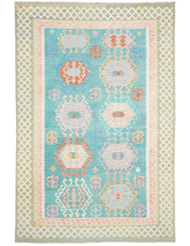 Rug Kilim Afghanistan 203x297 Turquoise Coral