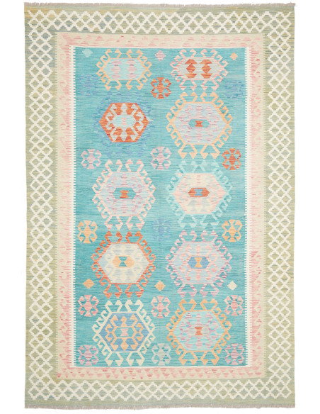Tappeto Kilim Afghanistan 203x297 Turchese Cora