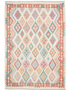Rug Kilim Afghanistan 211x301 Cream Turquoise