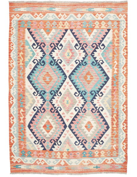 Rug Kilim Afghanistan 180x256 Burnt Orange Turq