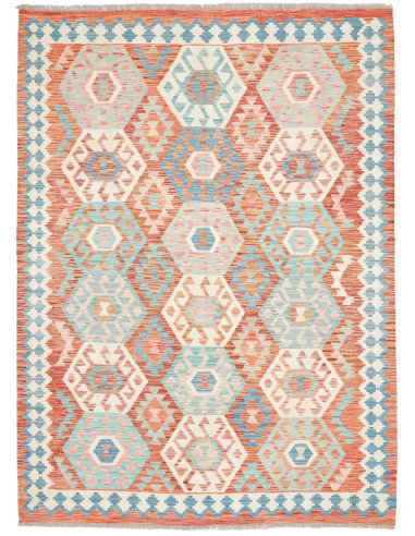 Rug Kilim Afghanistan 177x242 Terracotta Turquo