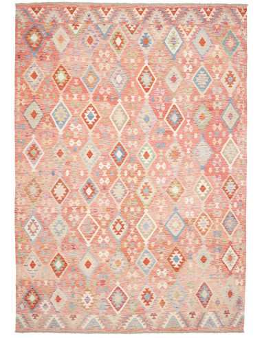 Rug Kilim Afghanistan 255x361 Coral Pink Sky Bl