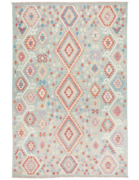 Rug Kilim Afghanistan 199x300 Aqua Blue Coral