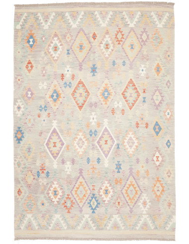 Tappeto Kilim Afghanistan 203x294 Greige Lavand